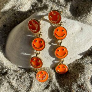 Lange smiley øreringe i orange farver